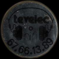Monnaie publicitaire Tevelec hi-fi - 67.66.13.89 - sur 10 francs Mathieu (imitation de Pile ou Pub)
