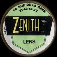 Monnaie publicitaire Zenith - 50 Rue de la Gare - Lens - 21.43.12.22 - sur 10 francs Mathieu