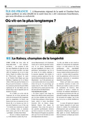 Le Parisien du 16 f�vrier 2021: Le Raincy, champion de la longevit� dans le 93