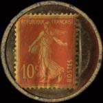 Timbre-monnaie Agglomérés Reneaux - 3, quai de la Loire - Paris - 10 centimes rouge sur fond bleu-nuit - revers