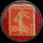 Timbre-monnaie Agglomérés Reneaux - 3, quai de la Loire - Paris - 10 centimes rouge sur fond rouge - revers