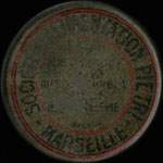 Timbre-monnaie Société d'Alimentation Pietri - Marseille - 10 centimes rouge sur fond rouge - avers
