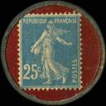 Timbre-monnaie Société d'Alimentation Pietri - Marseille - 25 centimes bleu sur fond rouge - revers