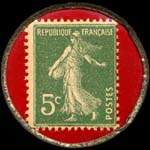 Timbre-monnaie Société d'Alimentation Pietri - Marseille - 5 centimes vert sur fond rouge - revers