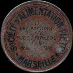 Timbre-monnaie Société d'Alimentation Pietri - Marseille - 10 centimes rouge sur fond bleu-noir - avers