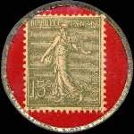 Timbre-monnaie Société d'Alimentation Pietri - Marseille - 15 centimes vert ligné sur fond rouge - revers