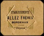 Timbre-monnaie Etablissements Allez Frères - Bordeaux - 25 centimes bleu sur carton - avers