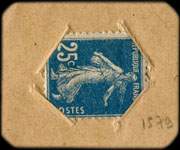 Timbre-monnaie Etablissements Allez Frères - Bordeaux - 25 centimes bleu sur carton - revers