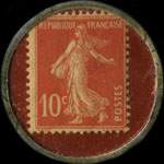 Timbre-monnaie American Optical - Direction Prof. A.Richard - 3 Bd Montmartre - Paris - 10 centimes rouge sur fond rouge - revers