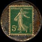 Timbre-monnaie Anisintor Super-Liqueur - L.Vianne-Lazare - 5 centimes vert sur fond doré - revers
