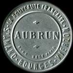 Timbre-monnaie Aubrun - St-Amand - Bourges - Vierzon - 5 centimes vert sur fond rouge - avers