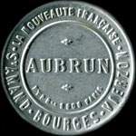 Timbre-monnaie Aubrun - St-Amand - Bourges - Vierzon - 10 centimes rouge sur fond bleu - avers