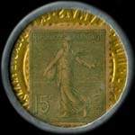 Timbre-monnaie Aubrun - St-Amand - Bourges - Vierzon - 15 centimes vert ligné sur fond doré - revers