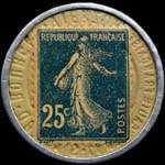 Timbre-monnaie Aubrun - St-Amand - Bourges - Vierzon - 25 centimes bleu sur fond blanc - revers