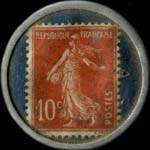 Timbre-monnaie Au Confortable - Place d'Armes - Douai - Tout ce qui concerne l'ameublement - 10 centimes rouge sur fond bleu - revers