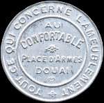 Timbre-monnaie Au Confortable - Place d'Armes - Douai - Tout ce qui concerne l'ameublement - 25 centimes bleu sur fond blanc - avers