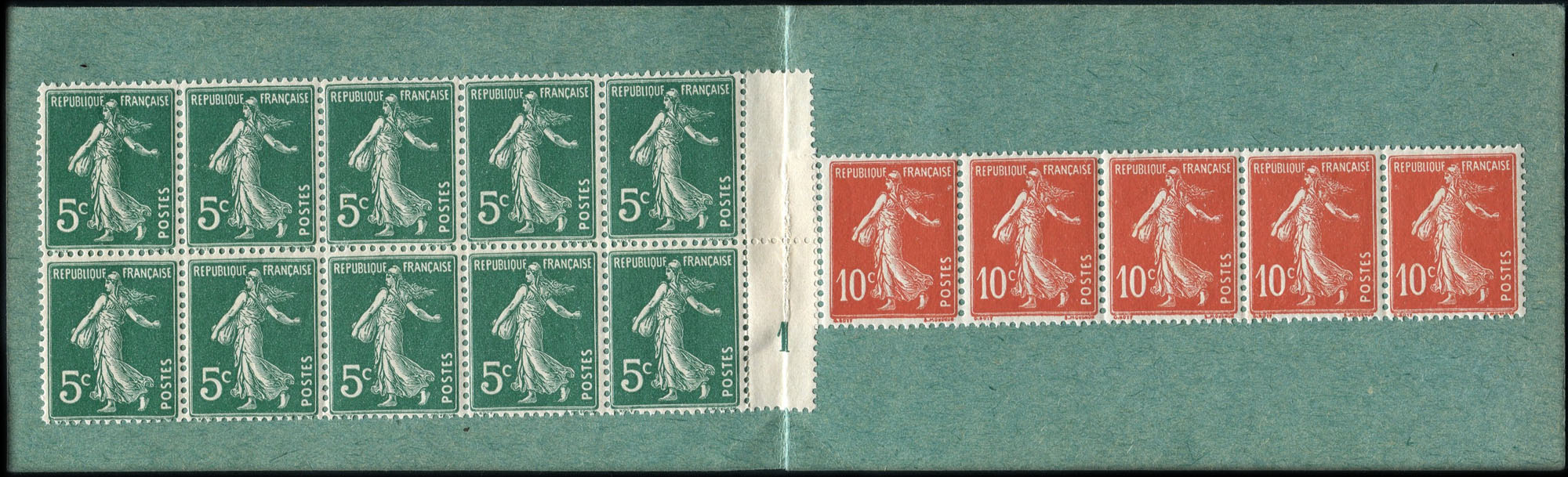 Timbre-monnaie Au Printemps - Carnet vert - 1 franc (10 x 5 centimes + 5 x 10 centimes) - ouvert - dos
