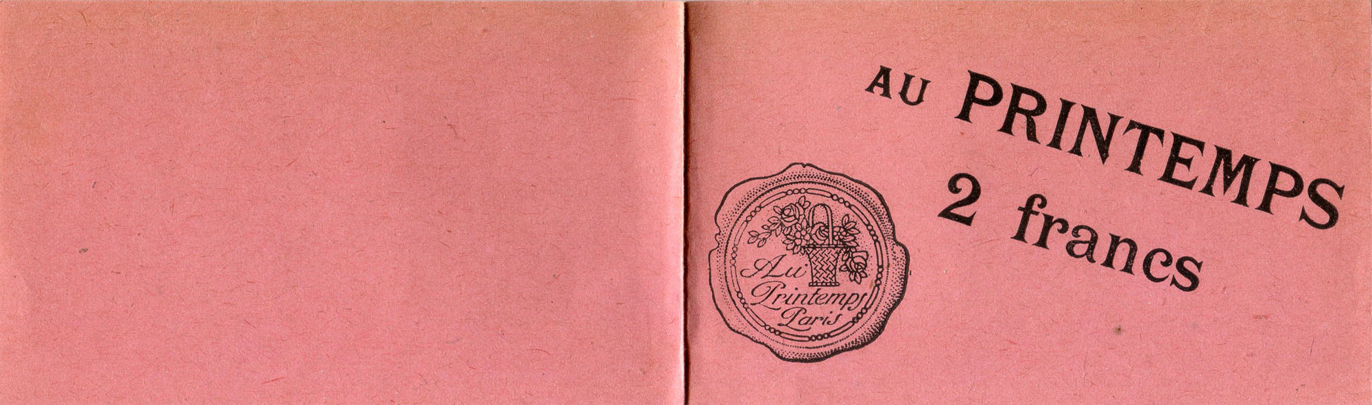 Timbre-monnaie Au Printemps - Carnet vert - 2 francs (20 x 10 centimes) - ouvert - face
