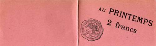 Timbre-monnaie Au Printemps - carnet 2 francs