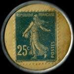 Timbre-monnaie Banque Jules Boutin - Travel Bureau - Dinard - 25 centimes bleu sur fond blanc - revers