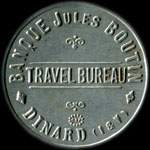 Timbre-monnaie Banque Jules Boutin - Travel Bureau - Dinard - 25 centimes bleu sur fond brun - avers