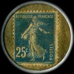 Timbre-monnaie Banque Jules Boutin - Travel Bureau - Dinard - 25 centimes bleu sur fond brun - revers