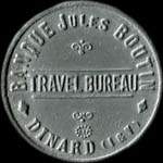 Timbre-monnaie Banque Jules Boutin - Travel Bureau - Dinard - 5 centimes vert sur fond rouge - avers