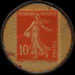 Timbre-monnaie Banque Charpentier & Cie Capital 10 millions, siège social à Cognac (Charente) - 10 centimes rouge sur fond jaune - revers