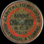 Timbre-monnaie Banque Charpentier & Cie Capital 10 millions, siège social à Cognac. (Charente) - 25 centimes bleu sur fond blanc - avers