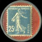 Timbre-monnaie Banque de Marseille - 33, rue de la Darse - 24, rue Grignan - 25 centimes bleu sur fond rouge - revers