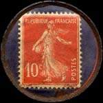 Timbre-monnaie Banque R.Jousseaume - 15, Rue de Bonneval - Chartres - 10 centimes rouge sur fond bleu-noir vergé - revers