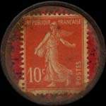 Timbre-monnaie Bassez Grenier & Cie  - Grains - Fourrages - Valenciennes - Paris - Chartres - 10 centimes rouge sur fond rouge - revers