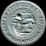 Timbre-monnaie Berlan Lederlin & Cie - Paris - 1 centime belge - avers