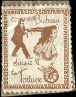 Timbre-monnaie Bichara - Comment Bichara saisit la Fortune - Paris - 15 centimes vert ligné sous pochette - avers