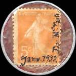 Timbre-monnaie Supr�me Bi�re Gangloff - Consommateurs ne vous laissez pas tromper - 5 centimes orange sur fond rouge - revers