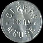 Timbre-monnaie Bi�res de la Meuse - 10 centimes rouge sur fond bleu - avers