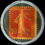 Timbre-monnaie Bi�res de la Meuse - 10 centimes rouge sur fond bleu - revers