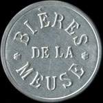 Timbre-monnaie Bi�res de la Meuse - 25 centimes bleu sur fond blanc - avers