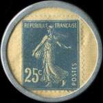Timbre-monnaie Bi�res de la Meuse - 25 centimes bleu sur fond blanc - revers