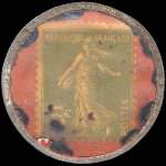 Timbre-monnaie Bitter Gaillard - Rhum de la Garde - Bordeaux - 5 centimes vert sur fond rouge - revers