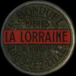 Timbre-monnaie R.Bonduel - Bières - la Lorraine - Xertigny - Loos-lez-Lille - 5 centimes vert sur fond rouge - avers