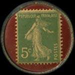 Timbre-monnaie R.Bonduel - Bi�res - la Lorraine - Xertigny - Loos-lez-Lille - 5 centimes vert sur fond rouge - revers