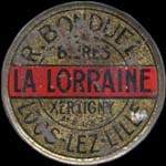 Timbre-monnaie R.Bonduel - Bi�res - la Lorraine - Xertigny - Loos-lez-Lille - 10 centimes rouge sur fond bleu-noir verg� - avers