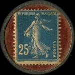 Timbre-monnaie R.Bonduel - Bières - la Lorraine - Xertigny - Loos-lez-Lille - 25 centimes bleu sur fond rouge - revers