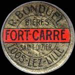 Timbre-monnaie R.Bonduel - Fort-Carré - Bières - Fort-Carré - Saint-Dizier - Loos-lez-Lille - 5 centimes vert sur fond rouge - avers