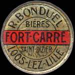 Timbre-monnaie R.Bonduel - Fort-Carré - Bières - Fort-Carré - Saint-Dizier - Loos-lez-Lille - 10 c. rouge sur fond bleu-noir vergé - avers