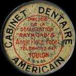 Timbre-monnaie Cabinet Dentaire Américain - Type 1 - 5 centimes vert sur fond blanc - avers