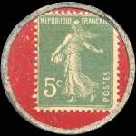 Timbre-monnaie Cabinet Dentaire Am�ricain - Type 1 - 5 centimes vert sur fond rouge - revers