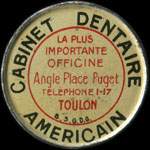 Timbre-monnaie Cabinet Dentaire Américain - Type 2 - 5 centimes vert sur fond rouge - avers