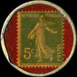 Timbre-monnaie Cabinet Dentaire Am�ricain - Type 2 - 5 centimes vert sur fond rouge - revers